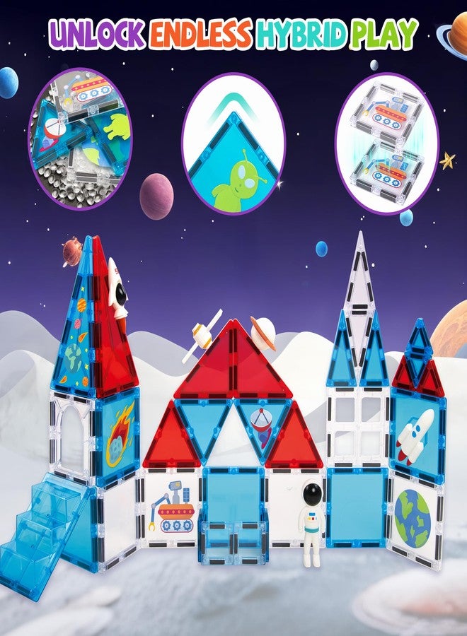 cossy Magnetic Tiles Space Set, Magnet Tiles with Astronaut, Magnetic Tiles for Kids Ages 4-8, STEM Toys, Magnet Blocks for Boys and Girls, Creative Building Toys, Space - Image 4